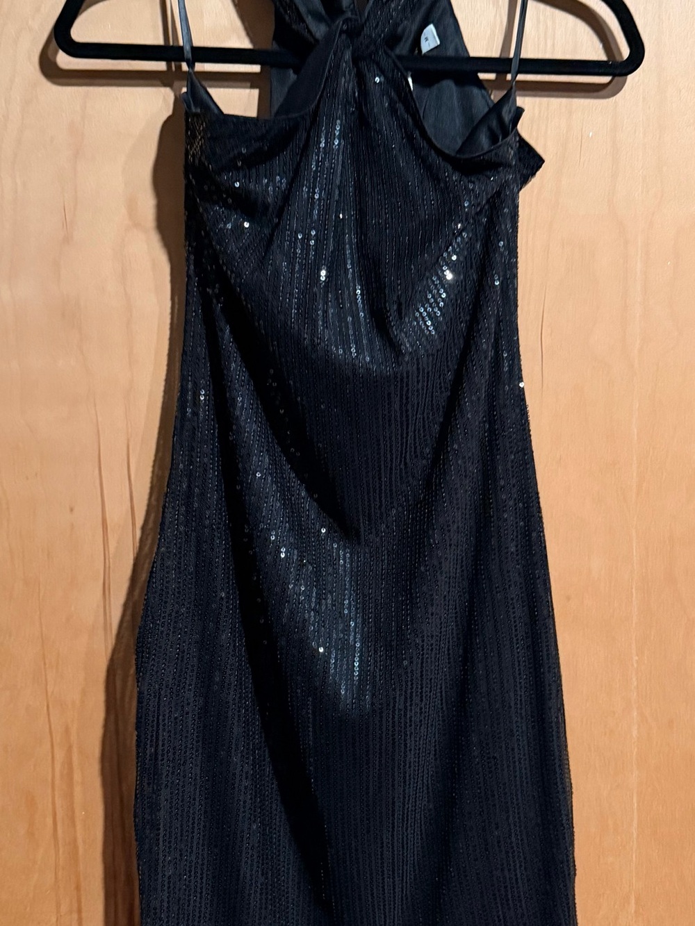 Grace Karin Black Sequin Halter Evening Dress